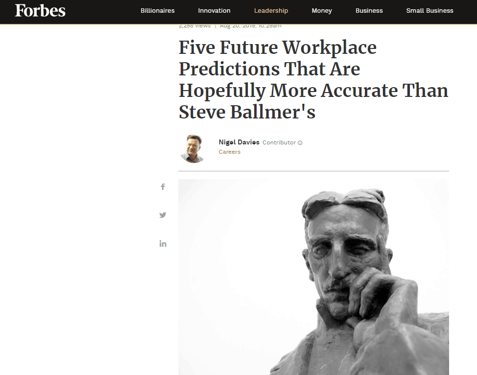 Forbes. Speaking about the future of the workplace